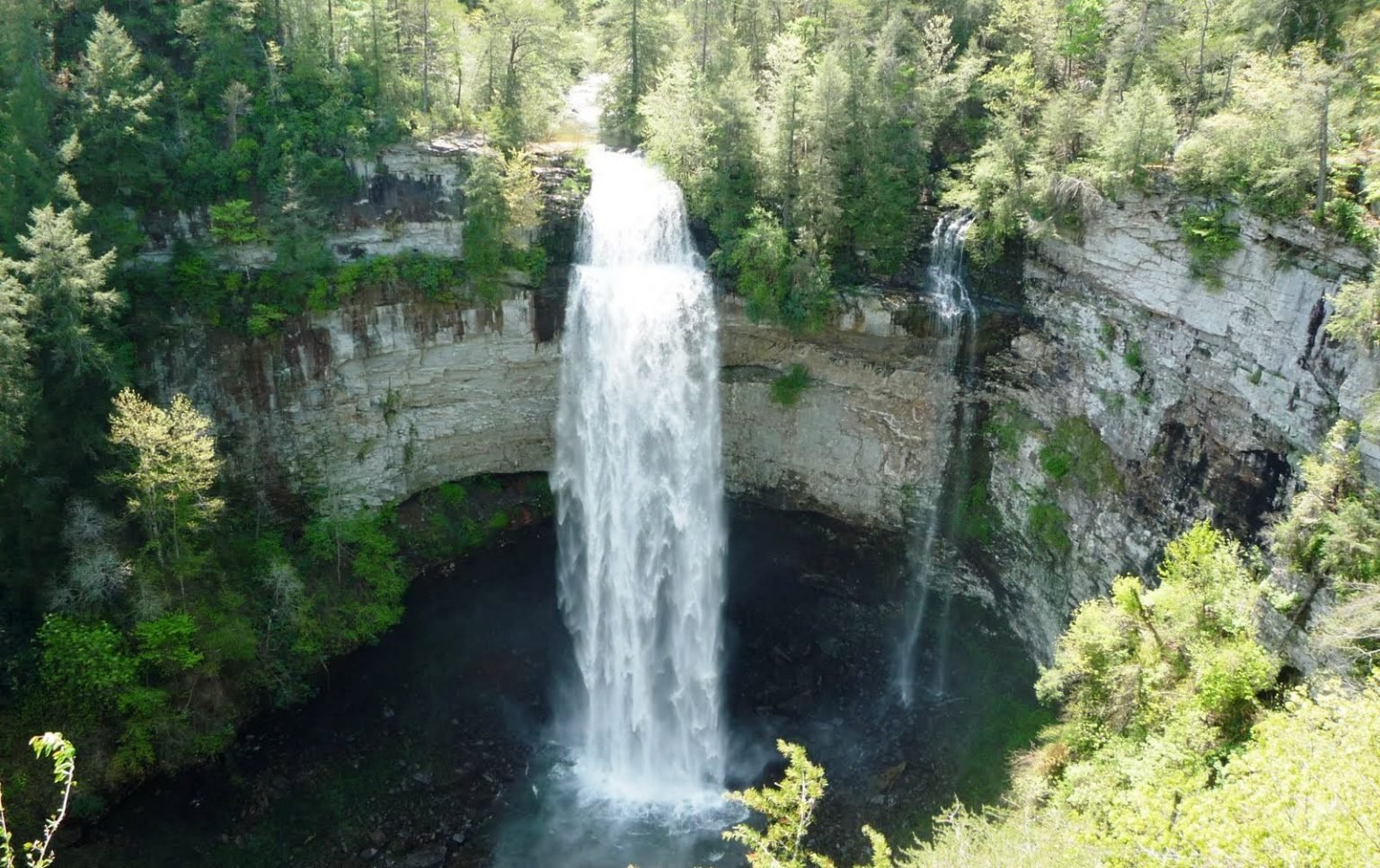 Fall Creek Falls plunging into the forested gorge